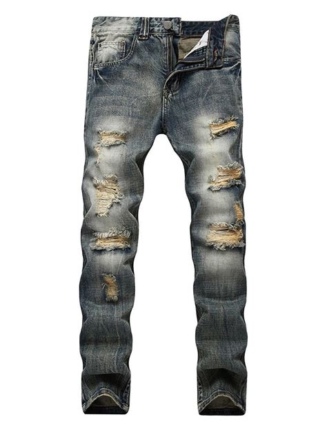 Straight fit jeans in vintage destroyed denim 